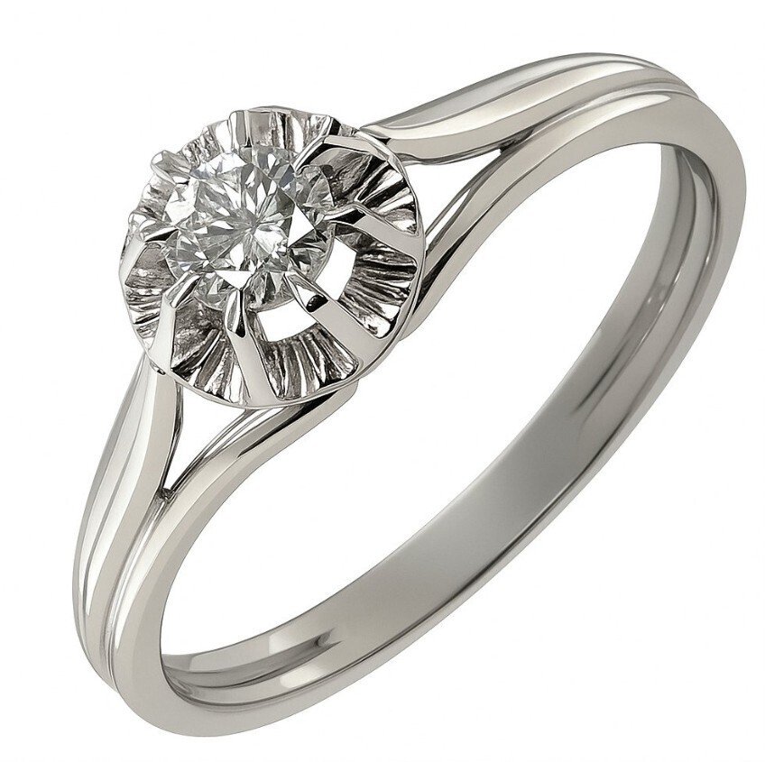 戒指 - 18 克拉 白金 - 0.30ct. tw. 鉆石 (天然) - 18K 0.30 直徑單鑽 #1.0