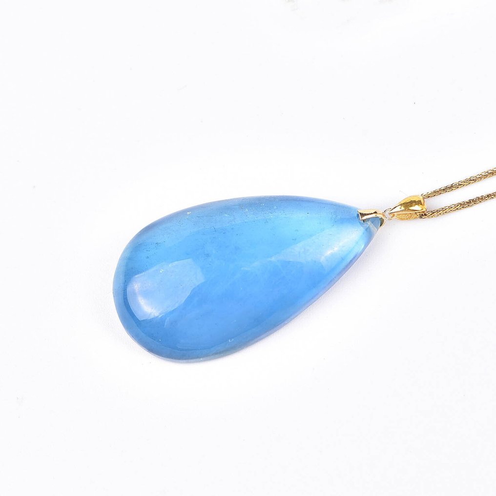 Sans prix de réserve - Collier avec pendentif - 18 carats Or jaune Aigue-marine - ALGT certifié #3.2