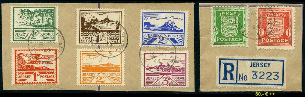 Channel Islands 1941/1943 - German occupation of Guernsey and Jersey, completely MNH, and Jersey fully stamped. #2.1