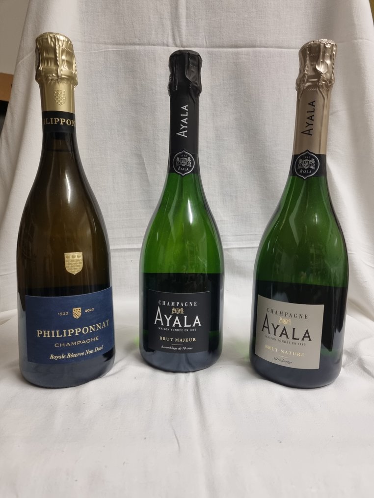 Philipponnat, Ayala, Royale Réserve Non Dosé; Brut Majeur; Brut Nature - Champagne Brut Nature, Brut - 3 Flasker (0,75 L) #1.0