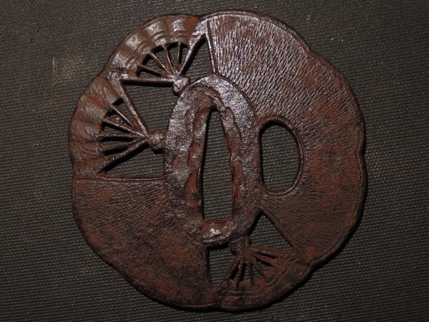 Katana - Ferro battuto - Fan Sukashi Tsuba : C5-315 - Giappone - Periodo Edo (1600-1868) #1.0