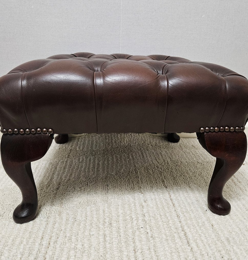 軟墊 - Chesterfield风格脚凳 - 木, 皮革 #2.1