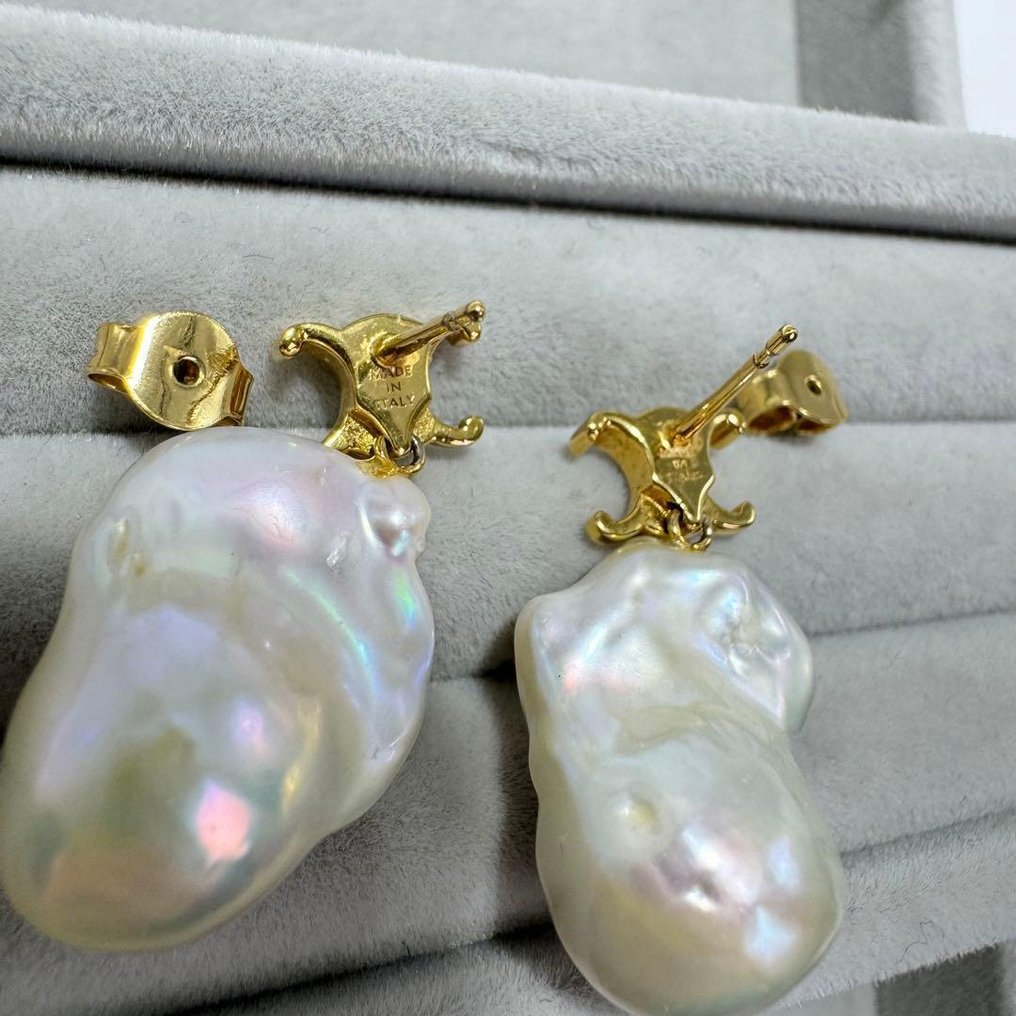 Céline - Gyöngy - Fém - Stud fülbevaló - Édesvízi barokk gyöngy #3.2