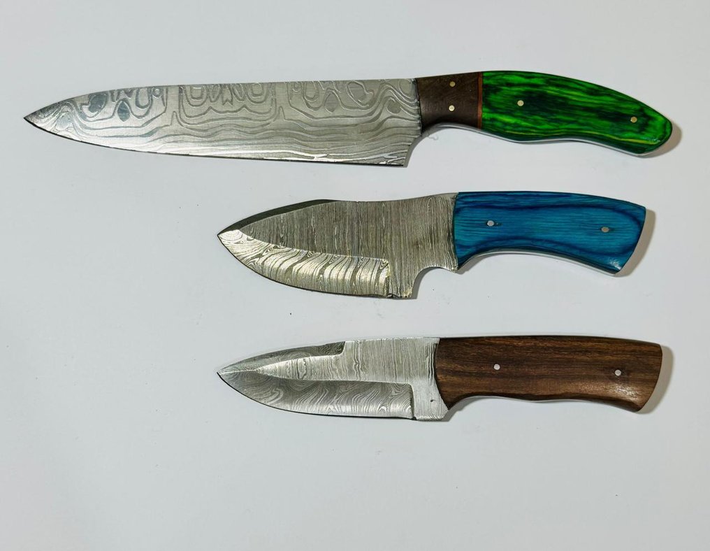 厨刀 -  厨房餐桌刀（0093） - 玫瑰与异国木材及折叠钢 - 美国 - 厨房用刀 #1.0