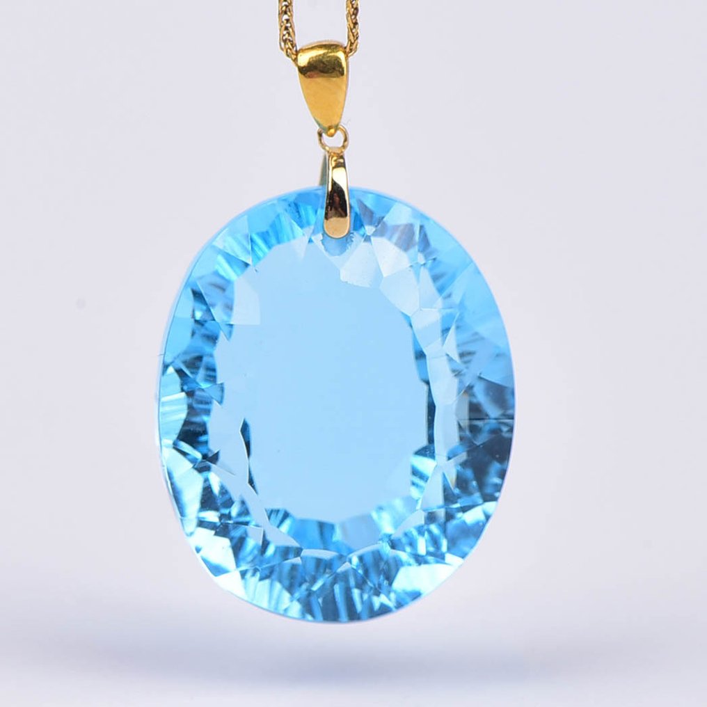 Ohne mindestpreis - Halskette mit Anhänger - 18 kt Gelbgold Topas - ALGT Certified #1.0