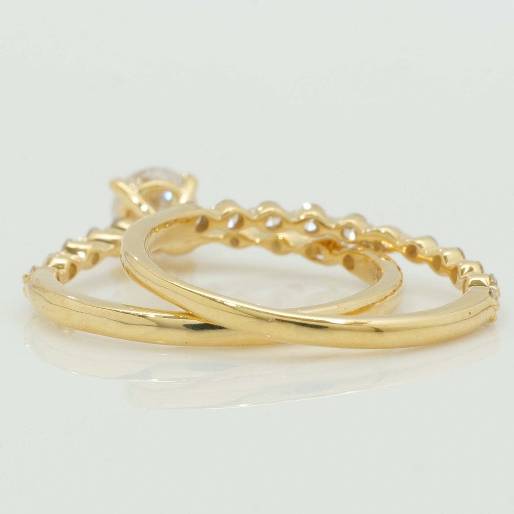 訂婚戒指 - 14 克拉 黃金 -  0.77ct. tw. 鉆石 (天然) - 鉆石 - 独奏戒指配支撑带 #4.3