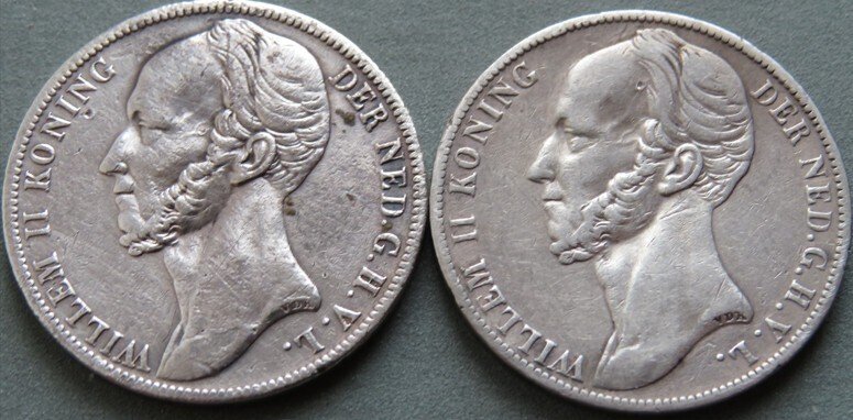 Ολλανδία. Willem II. 1 Gulden 1847 en 1848  (χωρίς τιμή ασφαλείας) #1.0