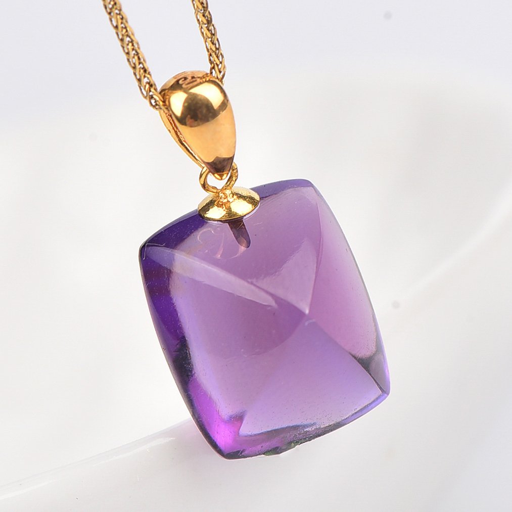 沒有保留價 - 吊墜頸鏈 - 18 克拉 黃金 紫水晶 - ALGT 认证 #1.0