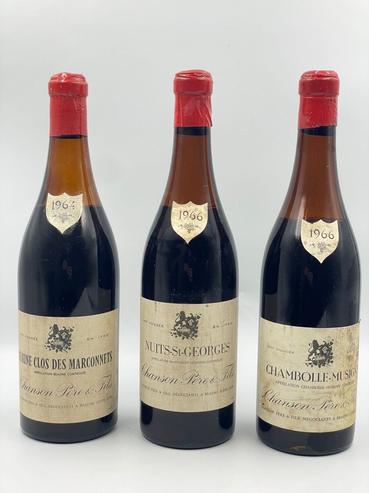 1966 Chanson Père & Fils Chambolle Musigny, Nuits Saint Georges & 1964 Beaune Clos des Marconnets"" - 勃艮第 - 3 Bottles (0.75L) #1.0