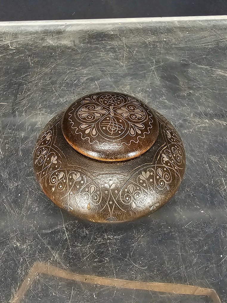 Box - snuff box - Wood, Silver - Ottoman Afyon snuff box #1.0