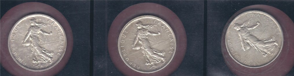 Franța. 5 Francs 1960/1963 Semeuse (lot de 5 monnaies en argent) (Fără preț de rezervă) #3.2