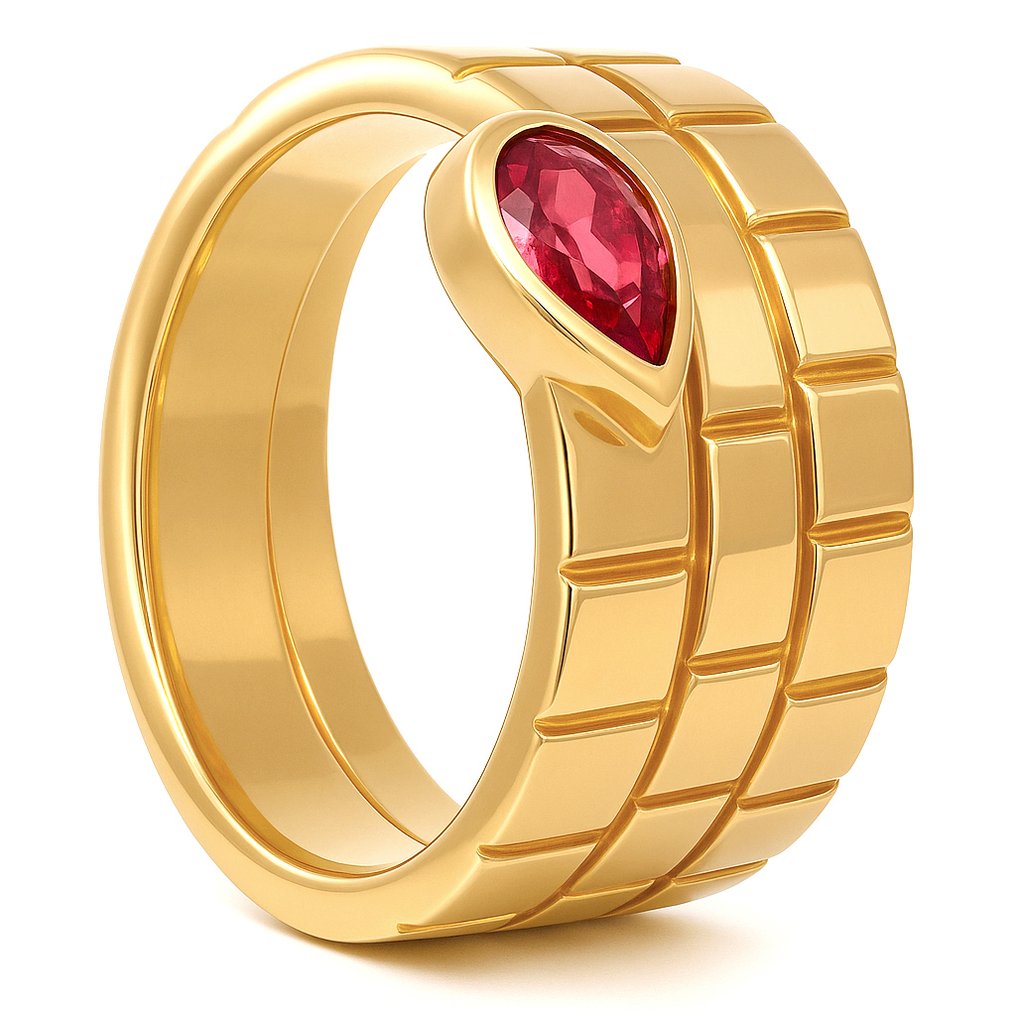 Gyűrű - 18 kt. Sárga arany -  0.60ct. tw. Rubin #1.0