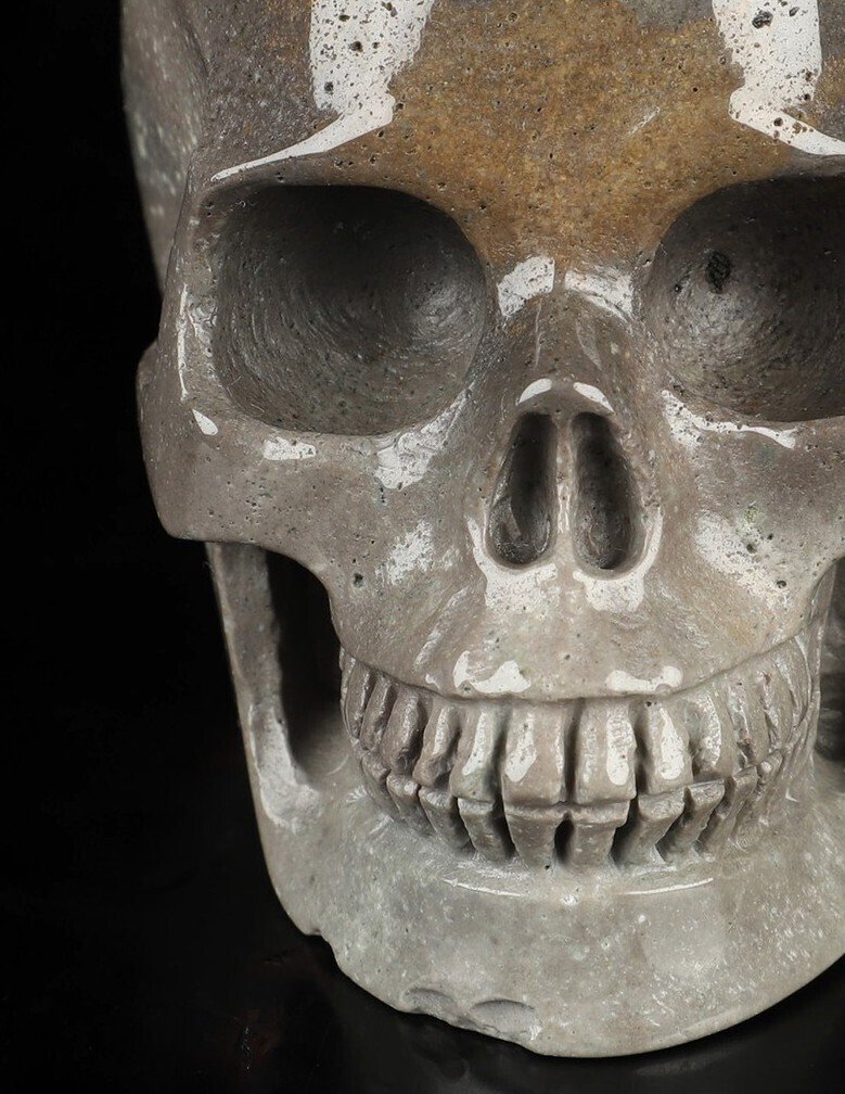 Andesin VOODOO 骷髅 - 真正的火山岩火山石 410克 9.00 x 6.60厘米 安第斯熔岩石 魔法骷髅门户通向火山的灵魂- 410 g #3.2