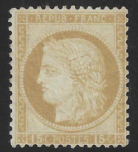 France - Cérès 15 c. bistre - signé Calves - cote = 725 euros - Yvert n°55 #1.0