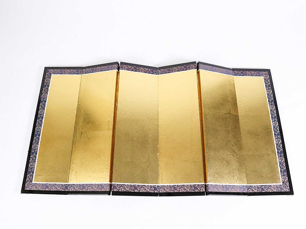 日本折叠屏风 - 香槟金金属底色 - 日本  (没有保留价) #4.3