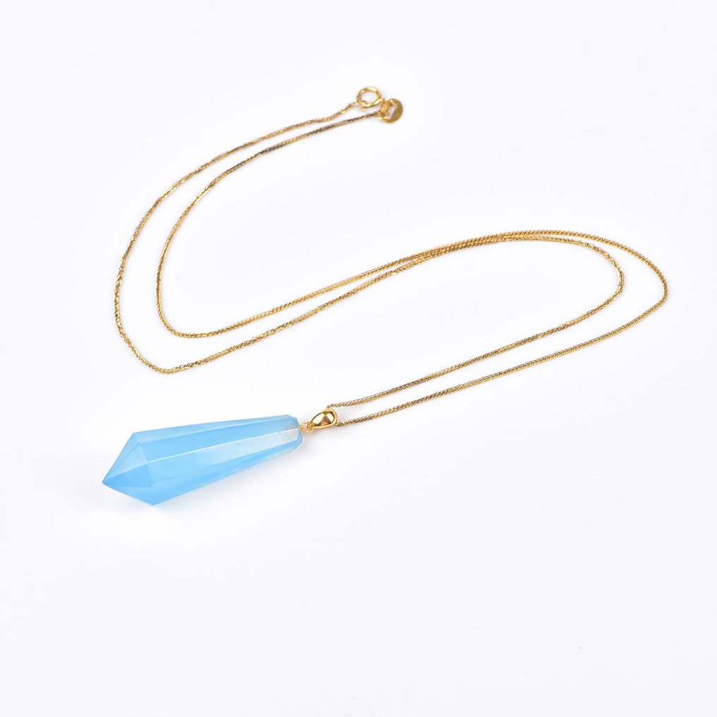 没有保留价 - 吊坠项链 - 18K包金 黄金 海蓝宝石 - ALGT 认证 #1.0