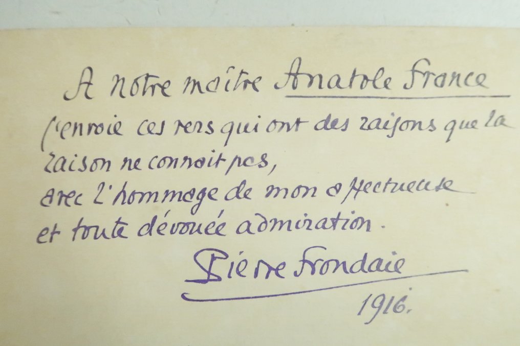 Signé; Pierre Frondaie - ‎Prélude aux Poèmes du Coq... [exemplaire d'Anatole France avec envoi] - 1916 #2.1