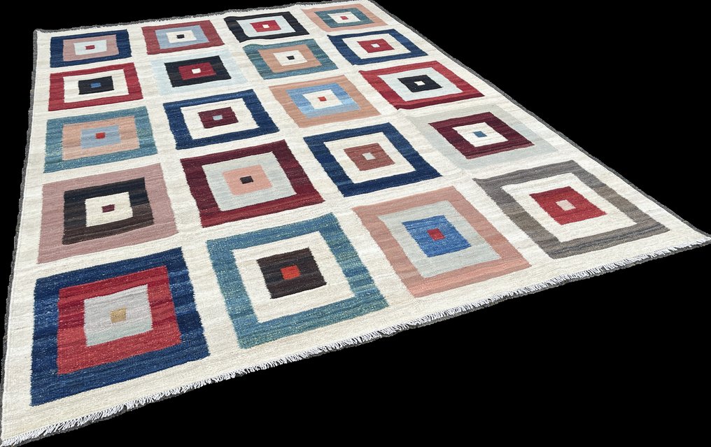 Afghan design blanket - unused - new - wool - fine handwoven - modern Afghan - Kelim - 352 cm - 250 cm #2.1