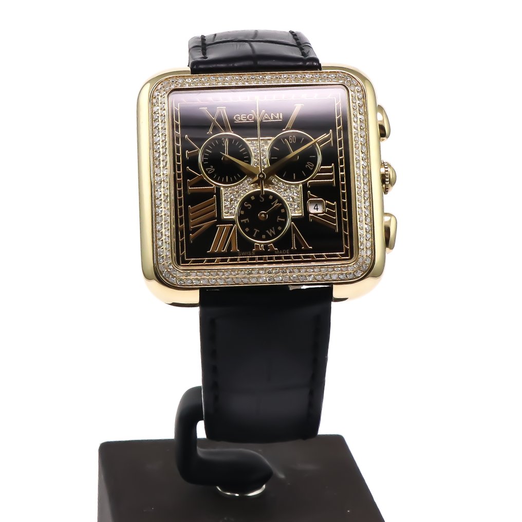 GEOVANI - Diamond Swiss Watch - GOC502-GL-D-3 - Black Strap - Ingen reservasjonspris - Herre - 2000-2010  #1.0