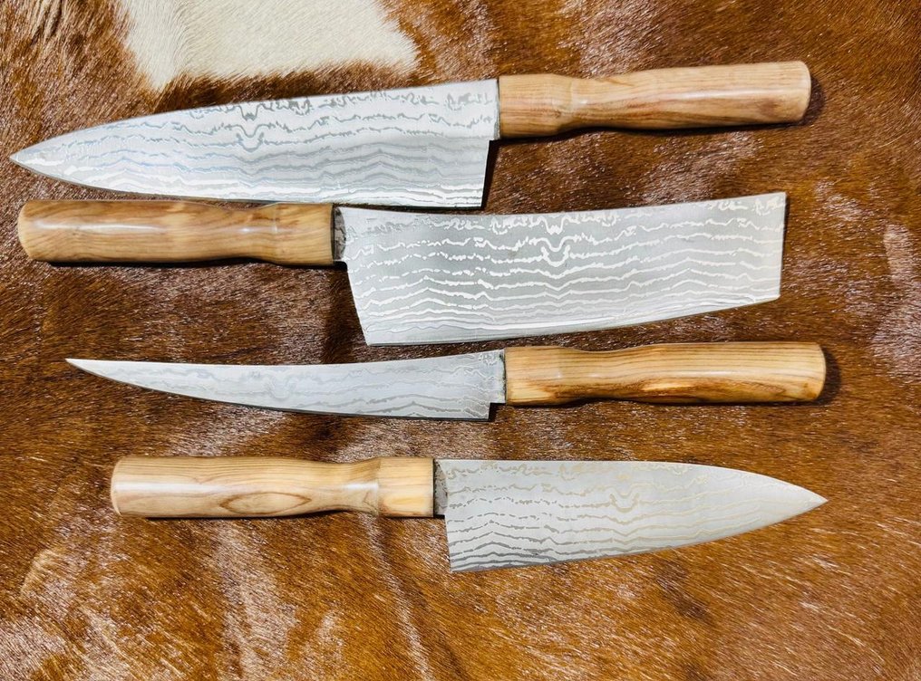 厨刀 - 厨房与烧烤套装(0046) - VG10钢材,少钢设计,橄榄木手柄 - 日本 - 厨房和烧烤套装 #4.3