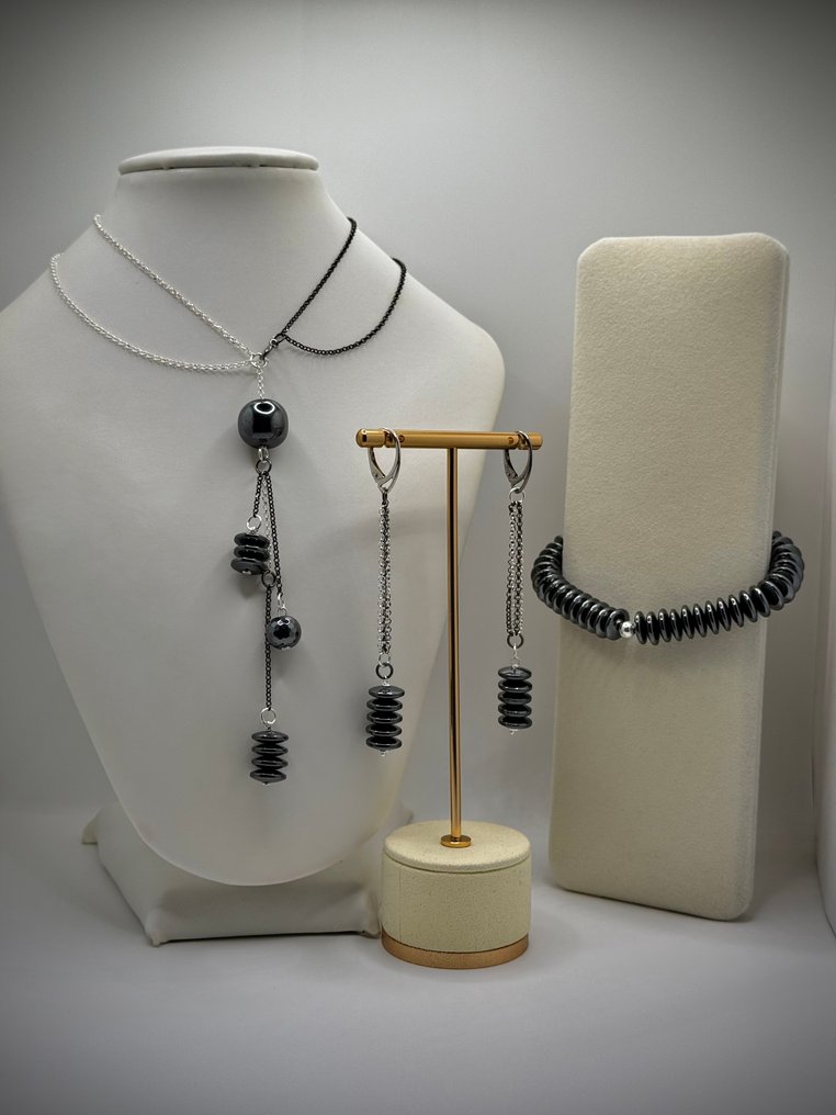 UNICO - Argint 925 Bicolore - Hematite - Certificat de Autenticitate - Set de bijuterii din 3 piese - Manodopera Esclusiva #1.0