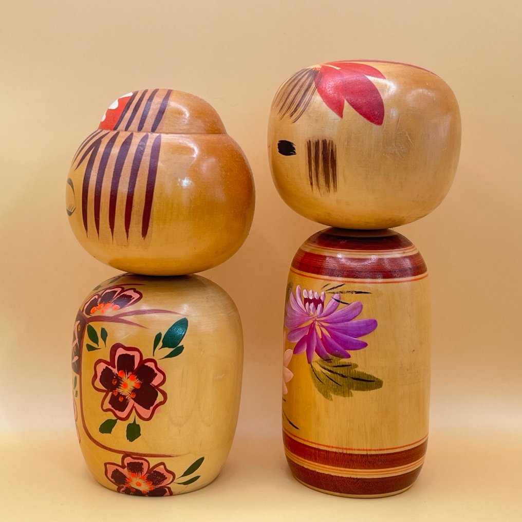 高桥桥姫的彩色木偶娃娃套装(2个)——获奖的日本工匠作品 - 木 - 日本 - Shōwa period (1926-1989) #2.1