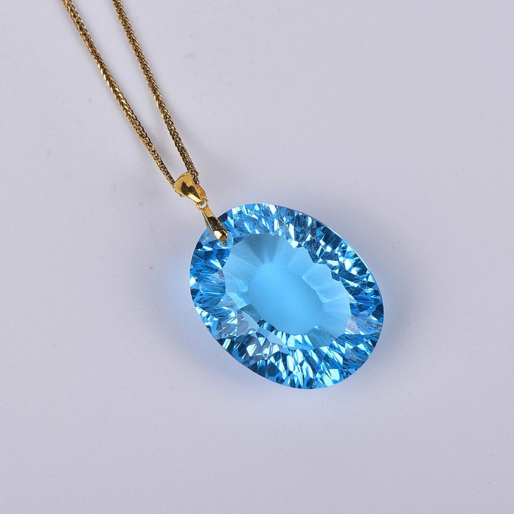 Sem preço de reserva - Colar com pingente - 18 K Ouro amarelo Topázio - Certificada pela ALGT #4.3