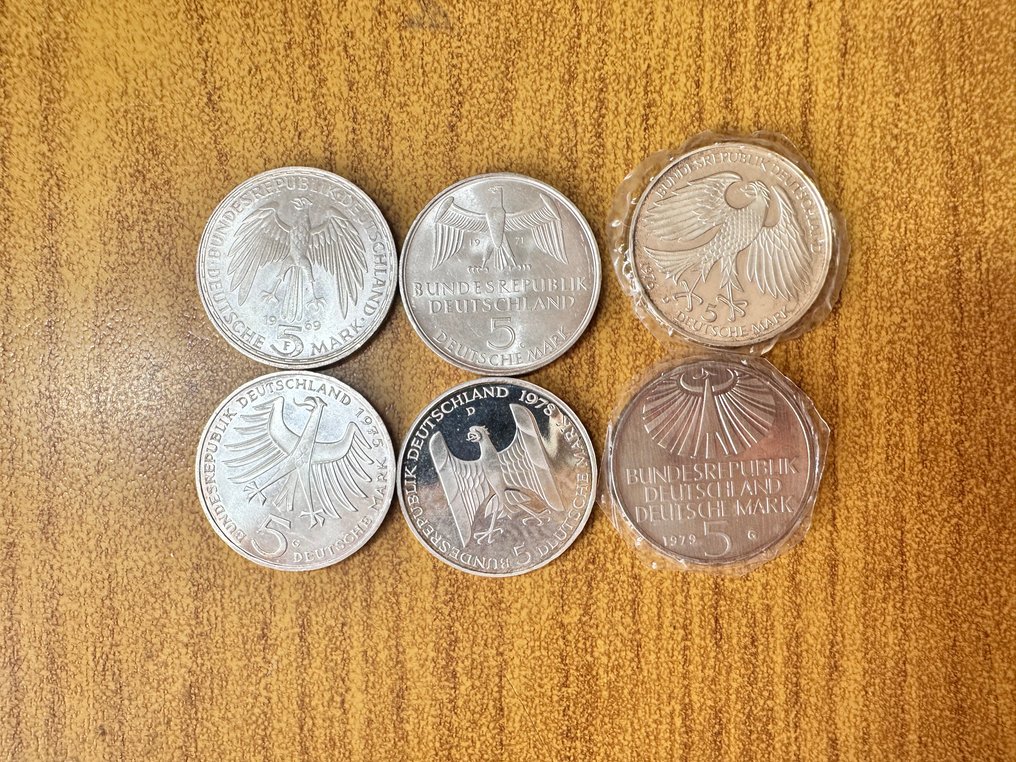 德國 5 Mark anni vari (6 monete commemorative)  (沒有保留價) #1.0