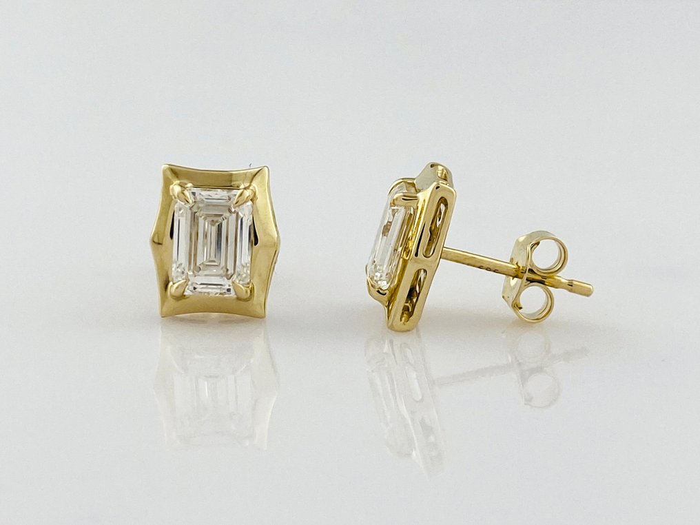 沒有保留價 - 耳環 - 14 克拉 黃金 - 2.18ct. tw. 鉆石 (實驗室培育) #1.0