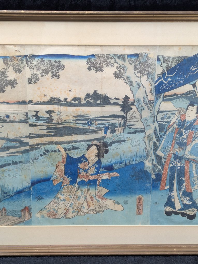 The third month 皐月 - From the series 'Ashikaga kinu tezome no murasaki' 足利絹手染之紫 - 1860 - Utagawa Kunisada (1785-1865) - 日本 - 江戶時代(1600-1868) (沒有保留價) #2.1