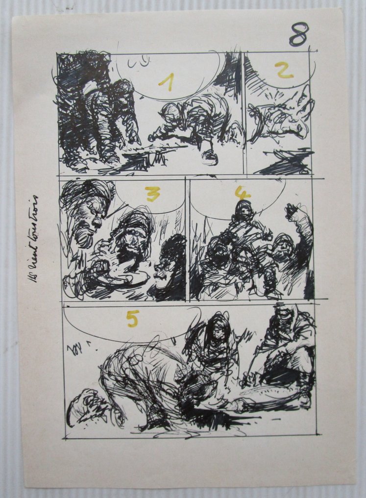 René Follet - 1 Original preliminary page - Ivan Zoerin, / Ivan Zourine - Sa première fugue / Leve de Vrijheid (p.8) - 1974 #1.0