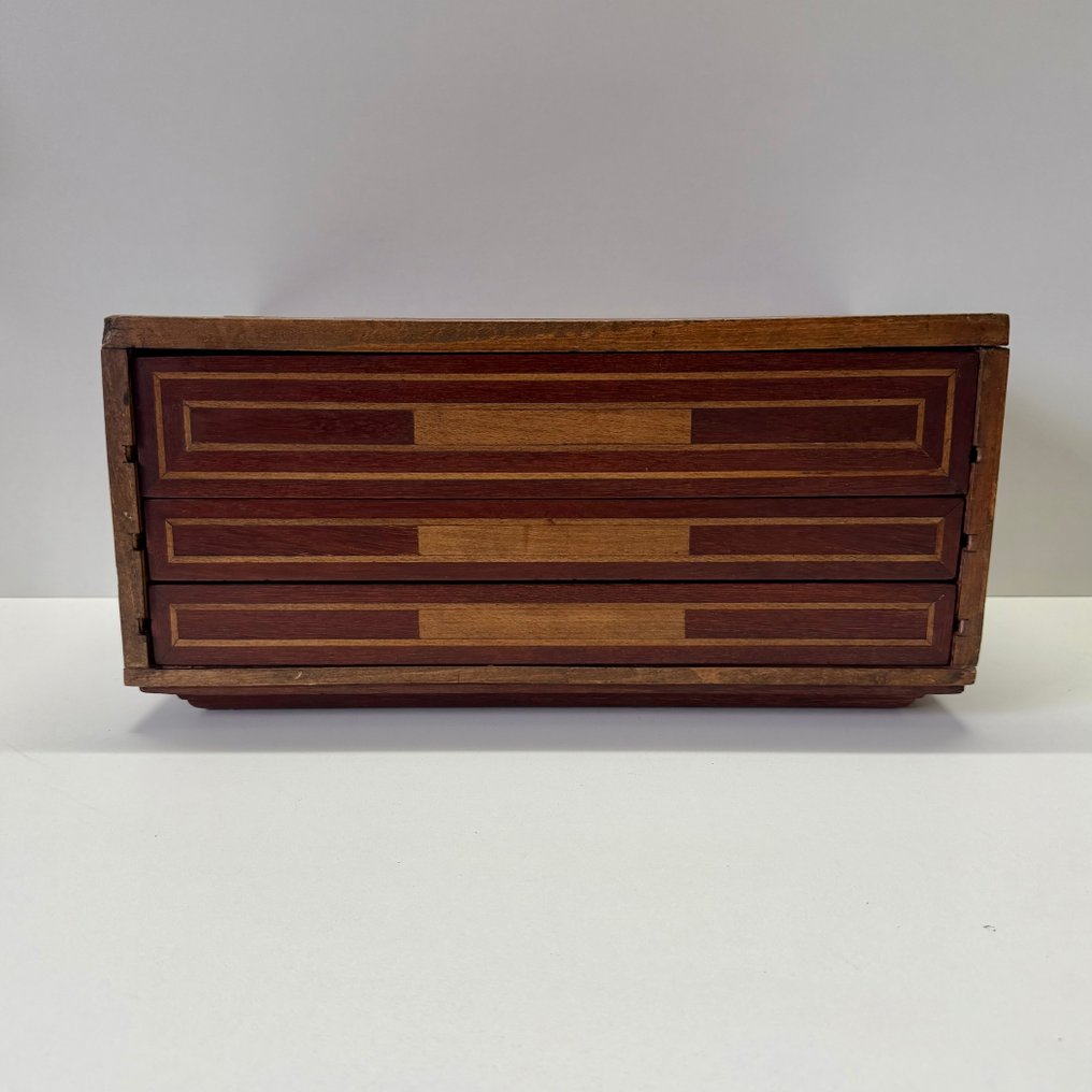 抽屜櫃 - 木 - 复古木质镶嵌首饰抽屉柜（三抽屉） #3.2