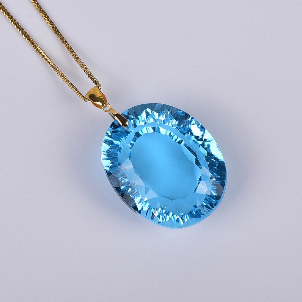 Ohne mindestpreis - Halskette mit Anhänger - 18 kt Gelbgold Topas - ALGT Certified #3.2