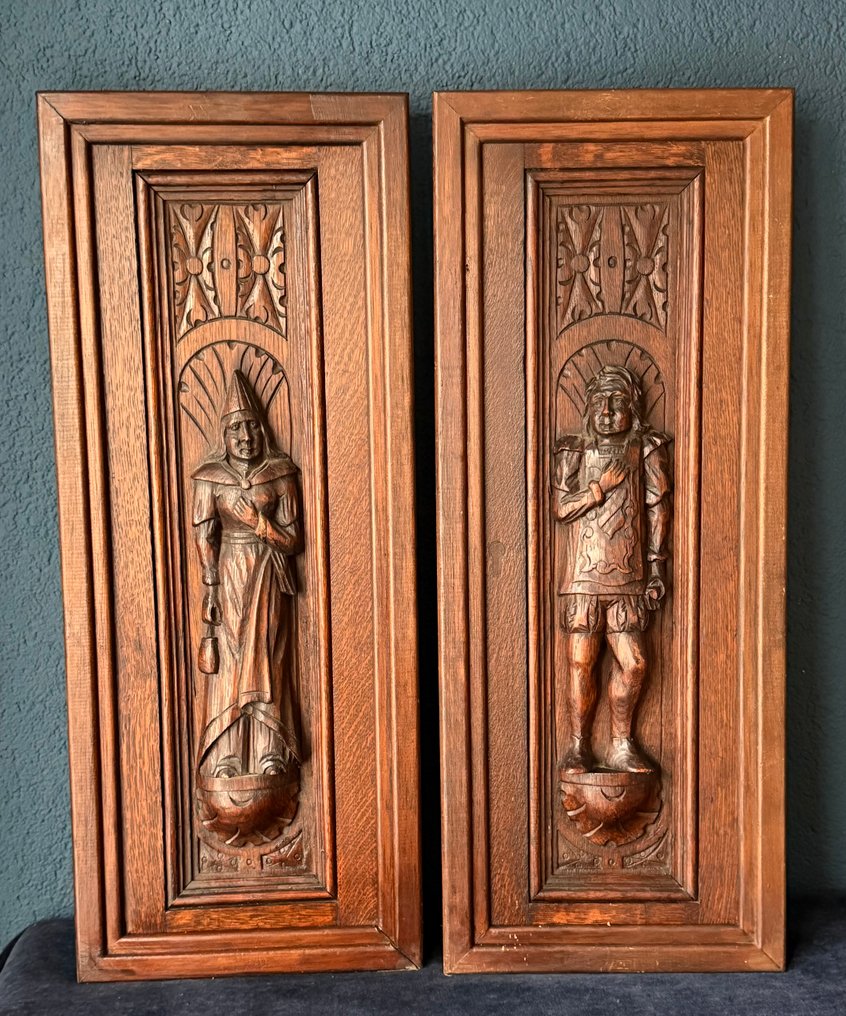 Rzeźba, Figuur in nis - 56.5 cm - Dąb #1.0