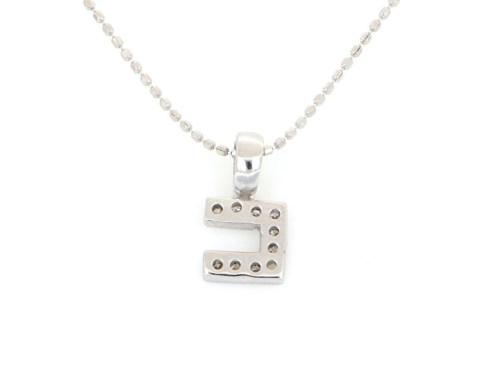 Sem preço de reserva - Colar com pingente - 18 K Ouro branco - 0.07ct. tw. Diamante (Natural) #2.1