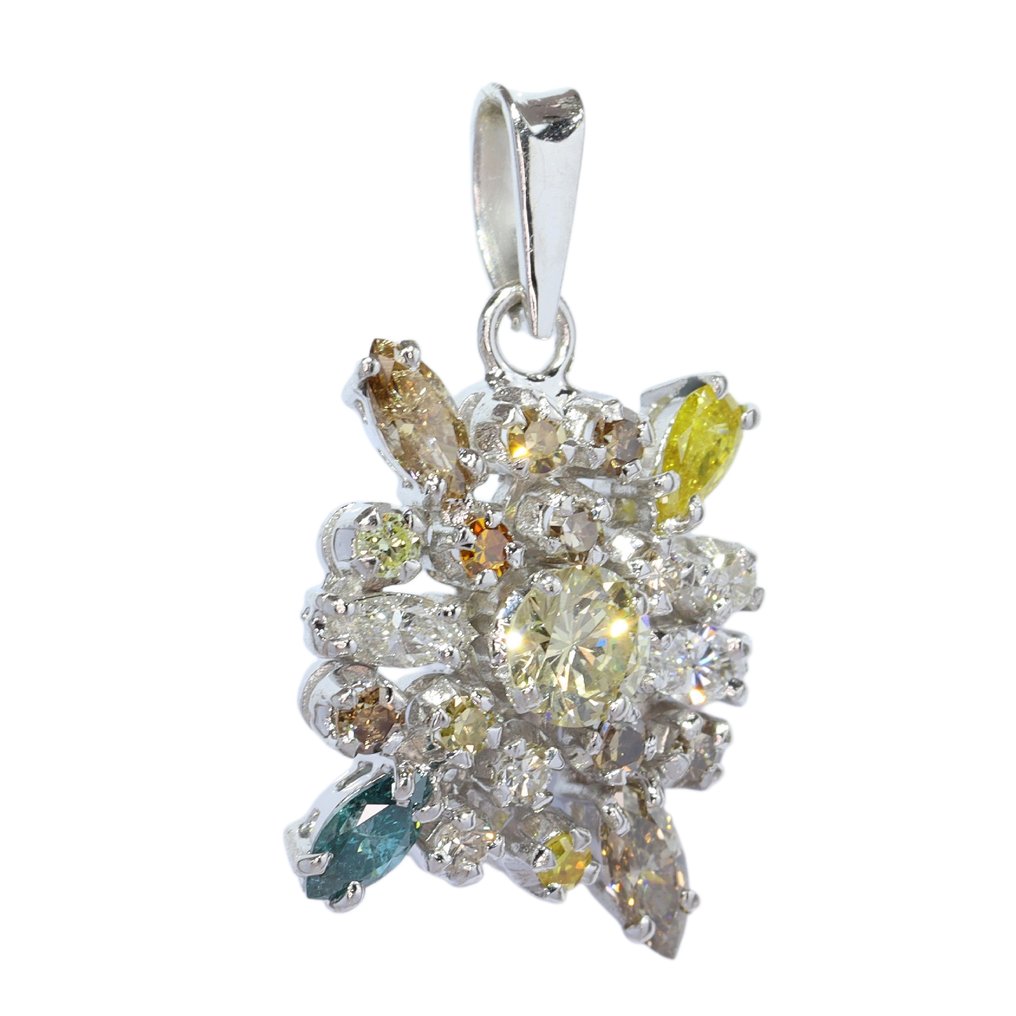 Ei pohjahintaa - Riipus - 18 kt. Valkokulta - Timantti - 1950-luvun väri-diamantti #2.1