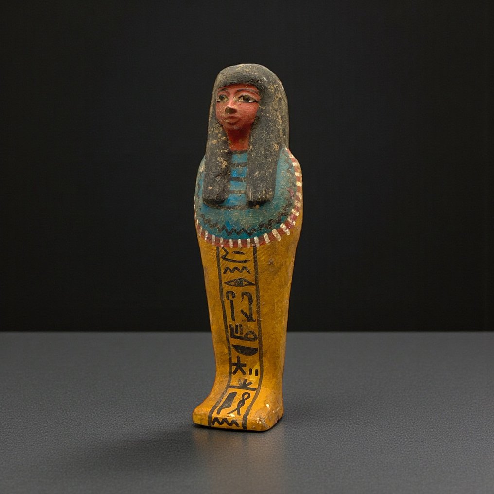 Cópia do antigo Egito Ushabti de madeira com hieróglifos  (Sem preço de reserva) #2.1