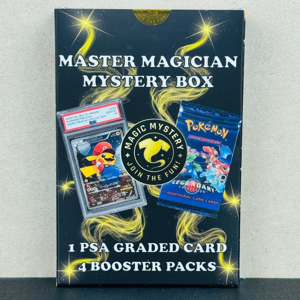Pokémon Mystery box - Magic Mystery - Master Magician Mystery Box 1 PSA Graded Card + 4 Booster Packs - Pokémon - Pokémon #1.0