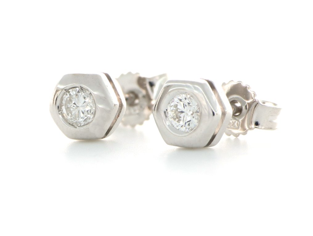 χωρίς τιμή ασφαλείας - Σκουλαρίκια - 18 καράτια Λευκός χρυσός - 0.30ct. tw. Διαμάντι (Φυσικό) #1.0