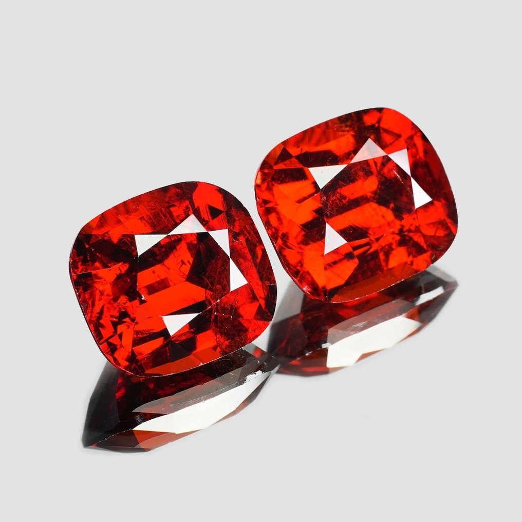 2 pcs  Κόκκινο Spessartite  - 8.23 ct - Διεθνής Ένωση Έγχρωμων Πολύτιμων Λίθων (ICA GemLab) - Ταιριαστό Ζευγάρι #1.0