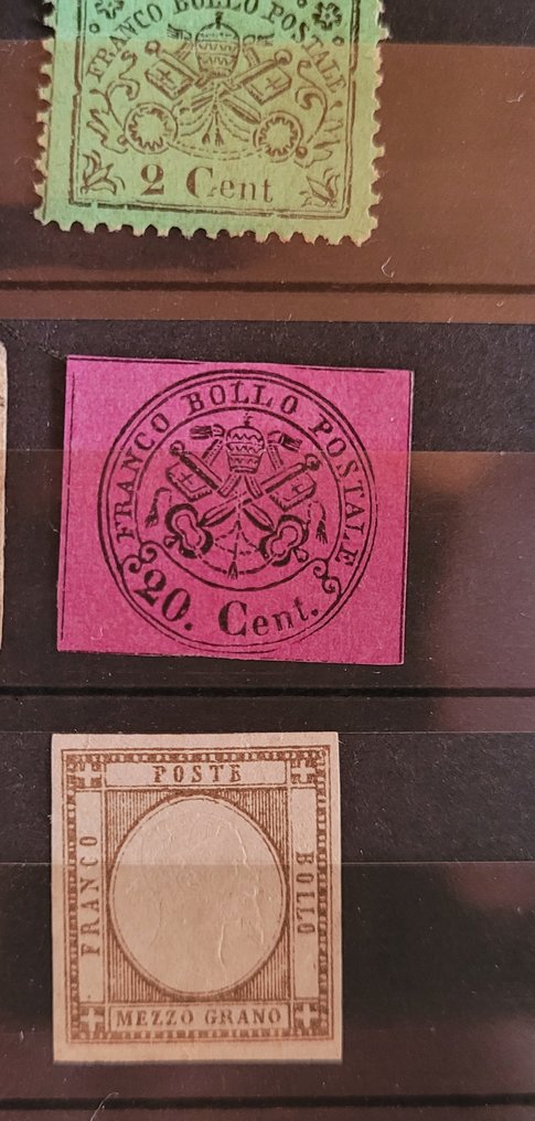 意大利古城邦-教皇国 1858 - 教皇国的样本标本，拿坡里、那不勒斯省、托斯卡纳和撒丁岛 - Sassone #2.1