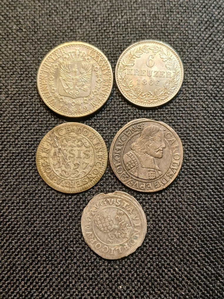 Europe, mostly Germany.. Lot of 7 coins, various denominations XVII/XIX cent. (No reserve price) #1.0