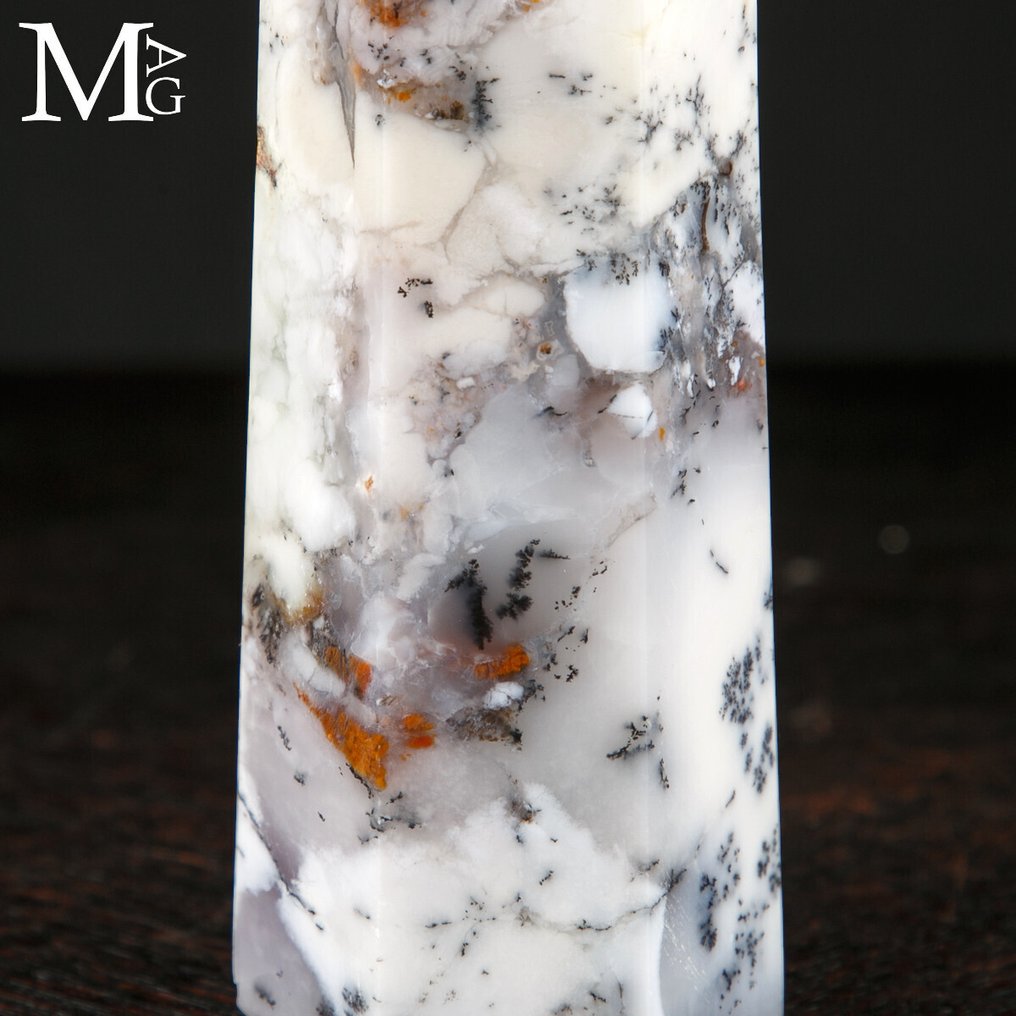 Aragonitindeslutninger - First Choice Mineral Dendritisk agat obelisk - Højde: 208 mm - Bredde: 58 mm- 858 g #4.3