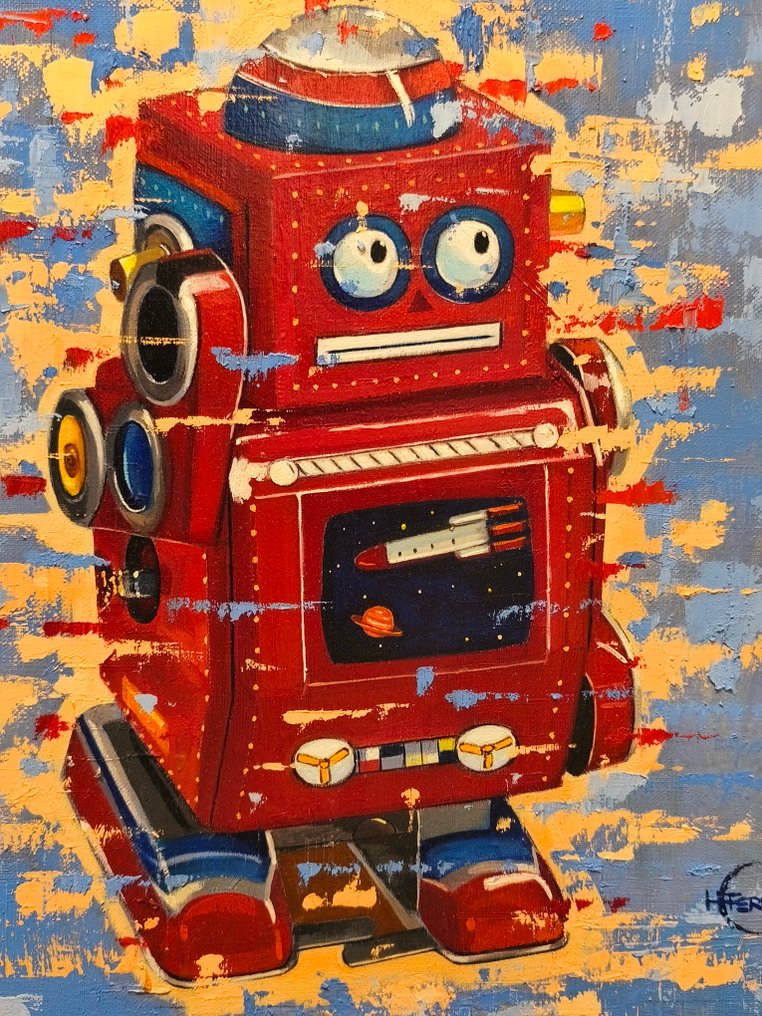 Hector Fernández (Barcelona 1969) - Red robot looking at the stars #4.3