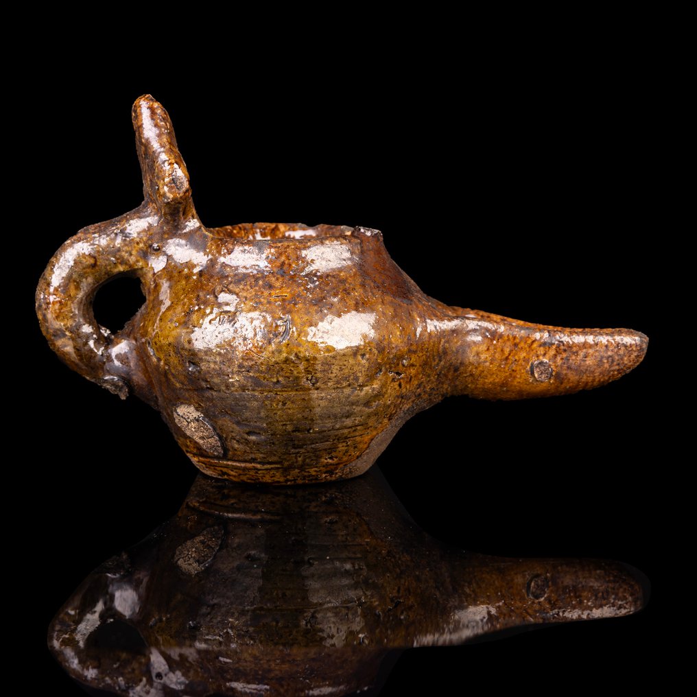 Seljuk Γυαλισμένο πήλινο λυχνάρι λαδιού  (χωρίς τιμή ασφαλείας) #1.0