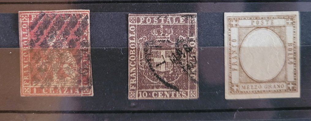 意大利古城邦-教皇国 1858 - 教皇国的样本标本，拿坡里、那不勒斯省、托斯卡纳和撒丁岛 - Sassone #1.0