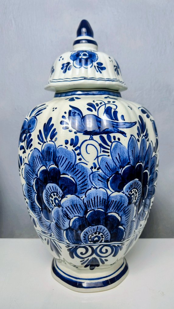 Vase avec couvercle (2) - Ensemble de vases en Delftware bleu rare - N° 246 ★ Certificat - 30 cm - Porcelaine #4.3