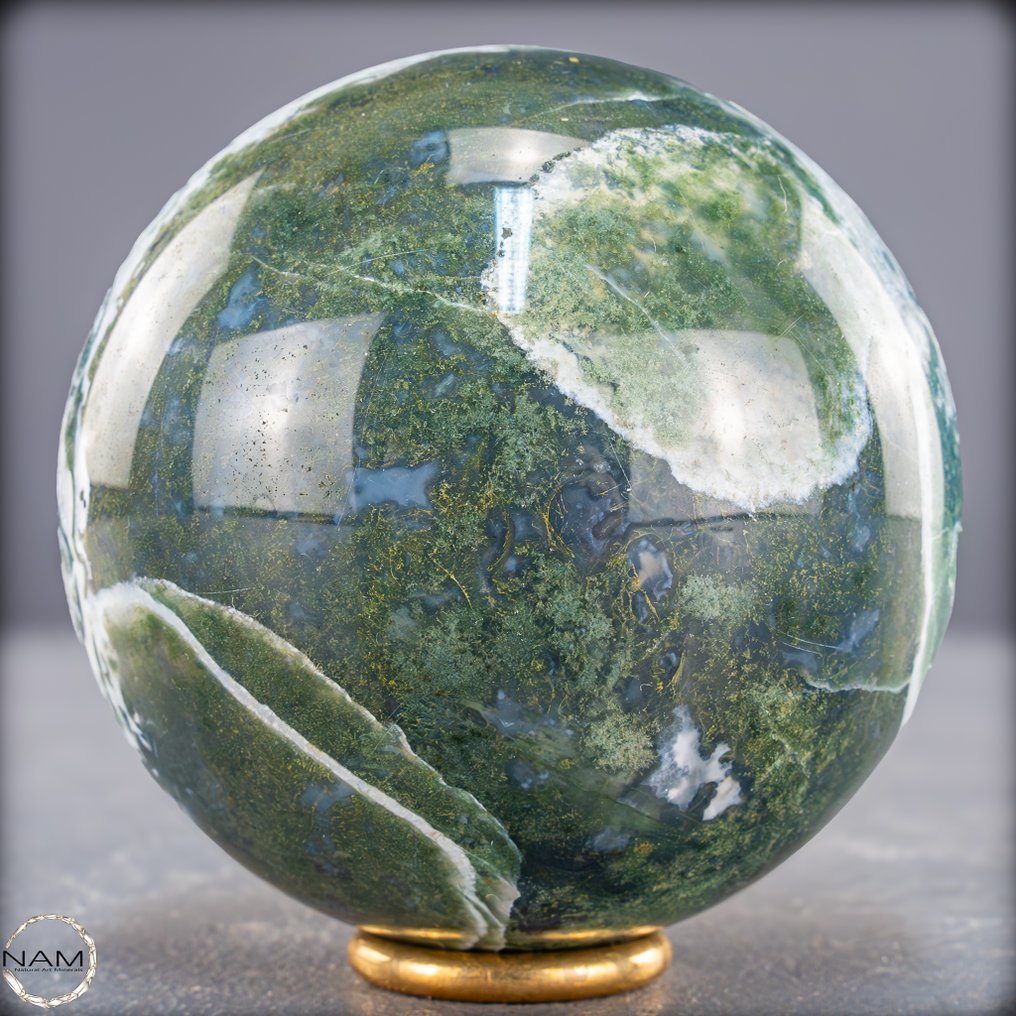 天然苔藓玛瑙球 完美体现的自然联系,巴西- 616.08 g #4.3