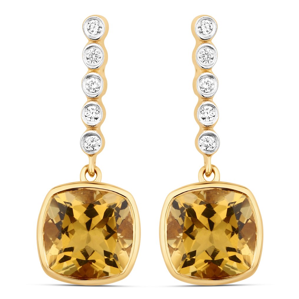 Σκουλαρίκια - 14 καράτια Κίτρινο χρυσό -  3.54ct. tw. Ηλιόδωρος - Διαμάντι #1.0