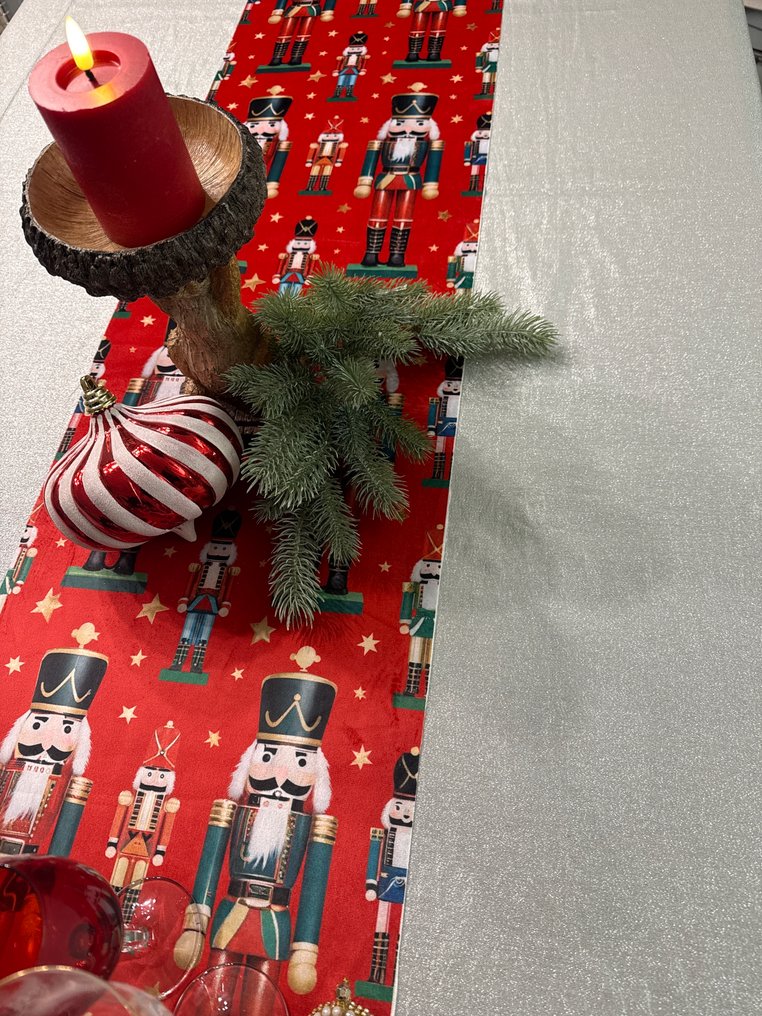 San Leucio top quality - Tafelaufsatz - Wunderschöner Velours-Läufer Nussknacker, 285 cm - Seidenmischungs-Samt #1.0